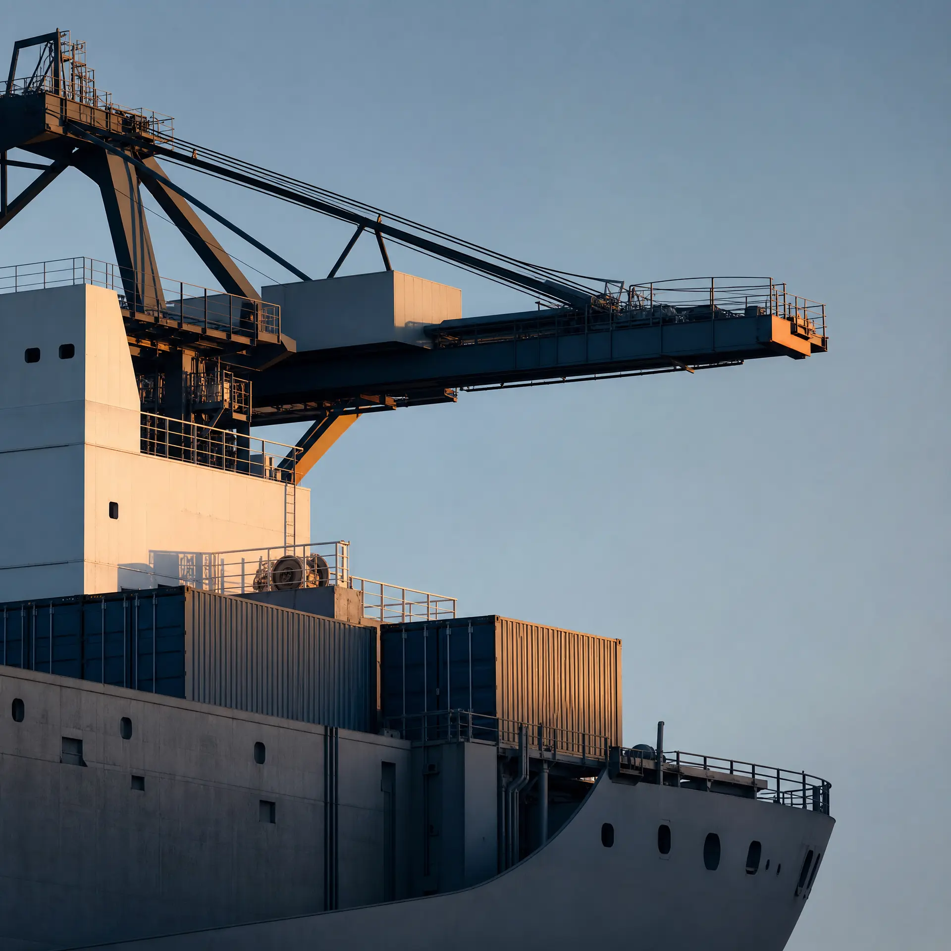 Port crane against the sky at dawn